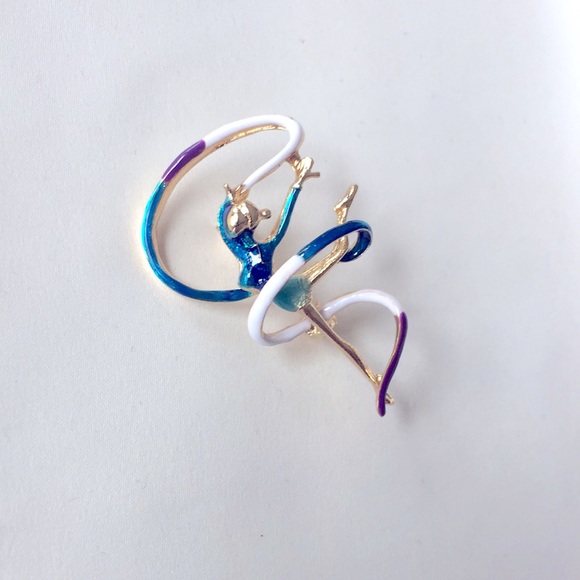 🍏50% OFF/3+... Enamel Gymnast with Ribbon Brooch - Picture 3 of 6